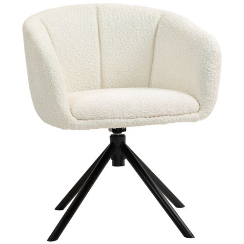 Fauteuil Pivotant En Lin, 360° De Rotation, Accoudoirs, Pieds En Métal, Crème