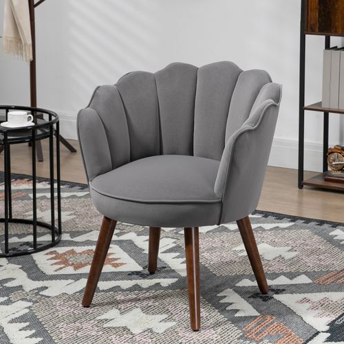 Chaise Salle à Manger Polyester Et Bois 1 PC Dossier Rembourré, Gris Foncé