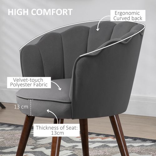 Chaise Salle à Manger Polyester Et Bois 1 PC Dossier Rembourré, Gris Foncé