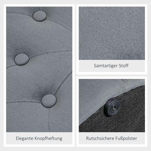 Pouf De Rangement En Velours, Pouf Rond Avec Couvercle, Ø60 X 40 Cm, Gris