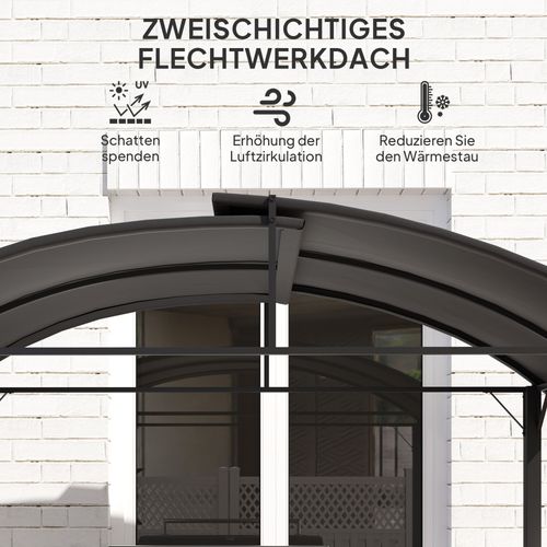 Pavillon De Barbecue 233x110x235 Cm, Avec Étagères, Toit Double, Protection Uv, ,gris Foncé