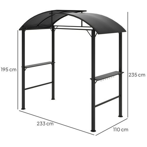 Pavillon De Barbecue 233x110x235 Cm, Avec Étagères, Toit Double, Protection Uv, ,gris Foncé