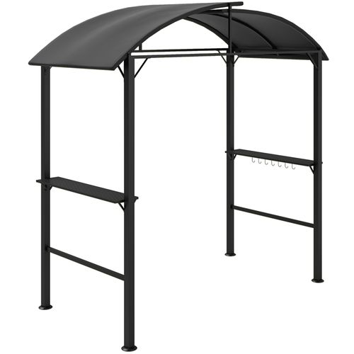 Pavillon De Barbecue 233x110x235 Cm, Avec Étagères, Toit Double, Protection Uv, ,gris Foncé