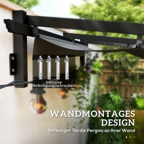 Pergola En Aluminium 3x3m Avec Toit Réglable, Protection Solaire Pour Terrasse Et Jardin, Gris Foncé