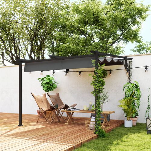 Pergola En Aluminium 3x3m Avec Toit Réglable, Protection Solaire Pour Terrasse Et Jardin, Gris Foncé