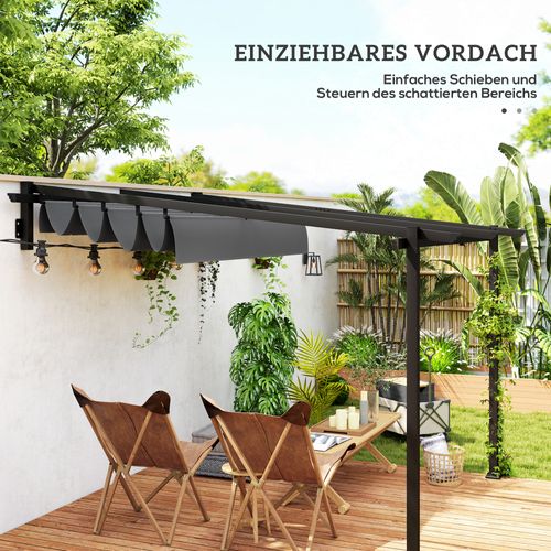 Pergola En Aluminium 3x3m Avec Toit Réglable, Protection Solaire Pour Terrasse Et Jardin, Gris Foncé
