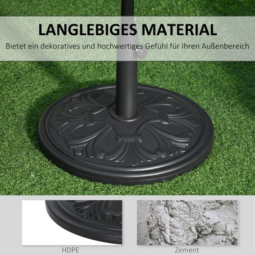 Support Parasol Ø48x34 Cm En Plastique Et Ciment, Pour Ø35/38/48 Mm, Antique Noir