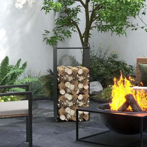 Support à Bûches En Acier, Avec Poignées, Pour Intérieur Et Extérieur, Noir