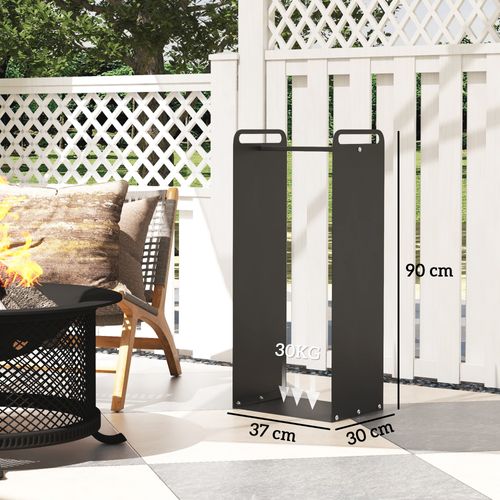 Support à Bûches En Acier, Avec Poignées, Pour Intérieur Et Extérieur, Noir