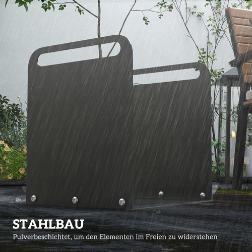 Support à Bûches En Acier Noir Avec Poignées, 36,5 X 30 X 36 Cm, Jusqu'à 30 Kg