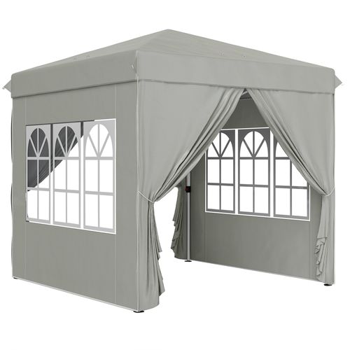 Pavillon 2,5x2,5m, Imperméable, Stable, Pop-up Avec 4 Côtés, Protection Uv 50+, ,gris Clair
