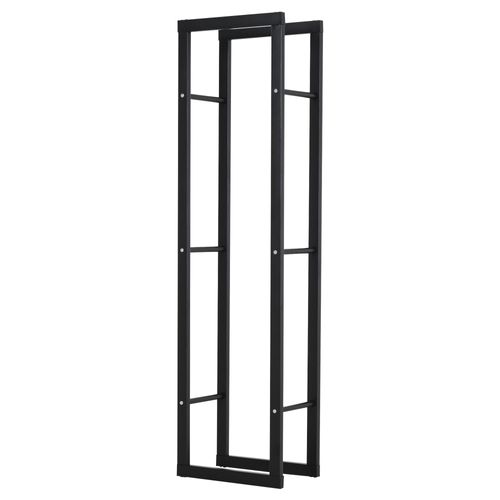 Rangement à Bûches En Acier Noir 40x25x150cm Pour Jardin Et Salon, Capacité 100kg