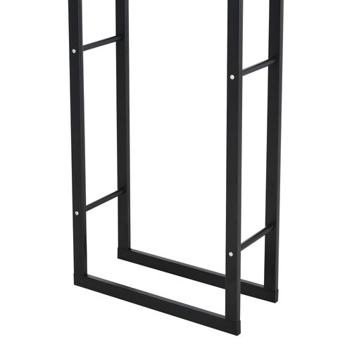 Rangement à Bûches En Acier Noir 40x25x150cm Pour Jardin Et Salon, Capacité 100kg