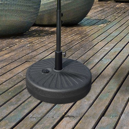 Pied Parasol 22 Kg En Ciment Ø51x12 Cm, Pour Ø38/48 Mm, Résistant Aux Intempéries, Noir