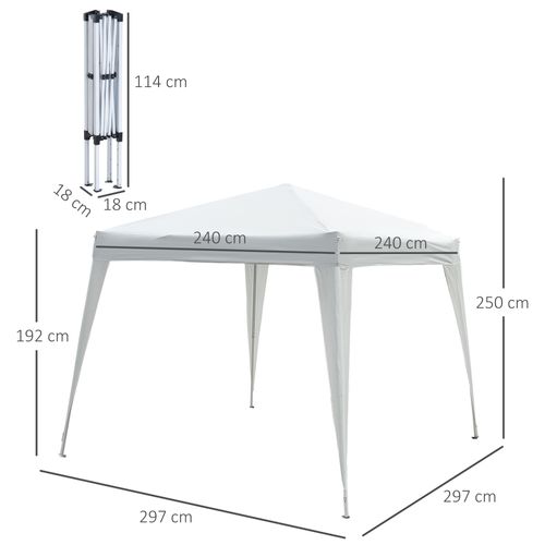 Pavillon 2,4x2,4m, Pliable, Avec Protection Uv, Inclut Une Sacoche Pour Jardin, ,blanc