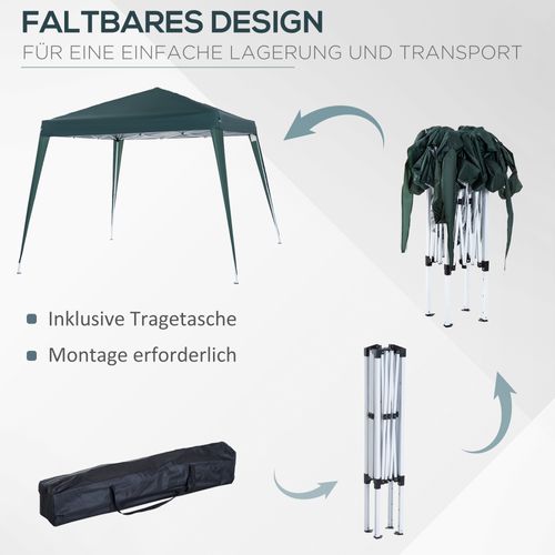 Pavillon 2,4x2,4m, Pliable, Avec Protection Uv, Sacoche Incluse Pour Jardin Et Balcon, ,vert