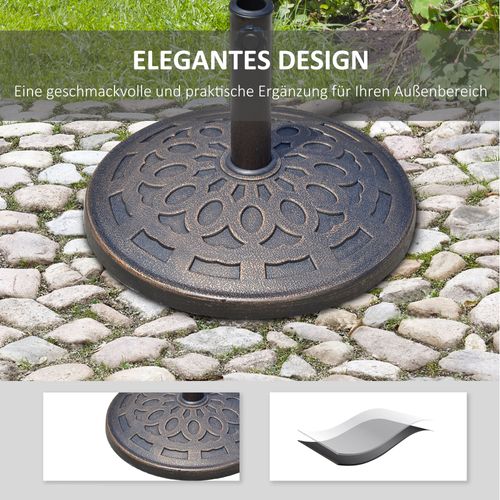 Pied Parasol Rond 14 Kg En Résine Ø48,5x34 Cm, Pour Ø38/48 Mm, Résistant, Bronze