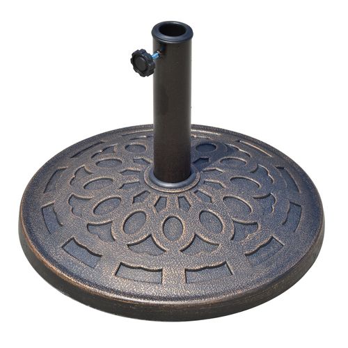 Pied Parasol Rond 14 Kg En Résine Ø48,5x34 Cm, Pour Ø38/48 Mm, Résistant, Bronze