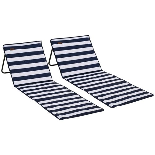 Set De 2 Chaises De Plage En Acier Et Tissu Oxford Pliables Réglables Avec Sac Et Poche à Magazines