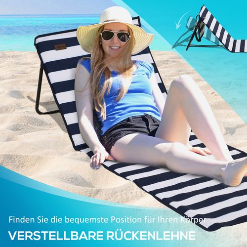 Set De 2 Chaises De Plage En Acier Et Tissu Oxford Pliables Réglables Avec Sac Et Poche à Magazines