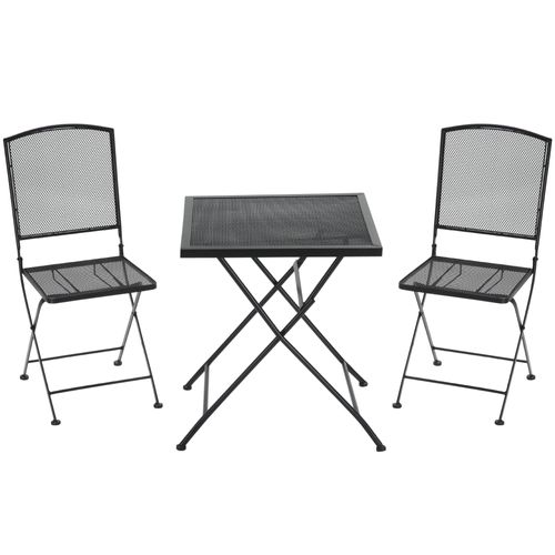 Ensemble De Jardin Bistro 3 Personnes En Métal Léger Pliable, Gris