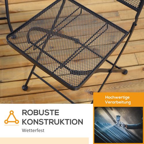 Ensemble De Jardin Bistro 3 Personnes En Métal Léger Pliable, Gris