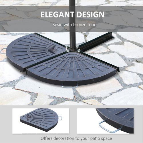 Set 2 Poids Pour Base De Parasol, Poignée Intégrée, Résine Et Métal, Effet Bronze