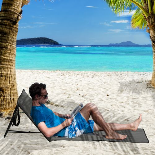 Set De 2 Chaises De Plage, Acier, Tissu Oxford, Pliable Et Réglable, Gris