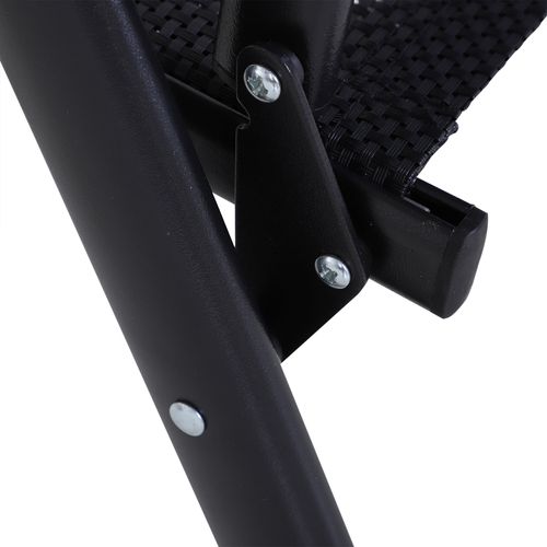 Ensemble De 2 Chaises Pliantes En Métal Noir Avec Accoudoirs Pour Camping, 58x64x94cm