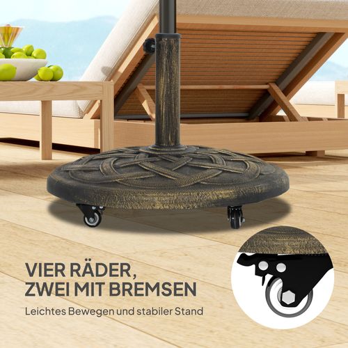 Support Parasol Rond En Béton Avec Roulettes, Pour Ø34/38/48 Mm, Balcon, Bronze