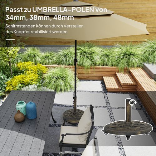 Support Parasol Rond En Béton Avec Roulettes, Pour Ø34/38/48 Mm, Balcon, Bronze