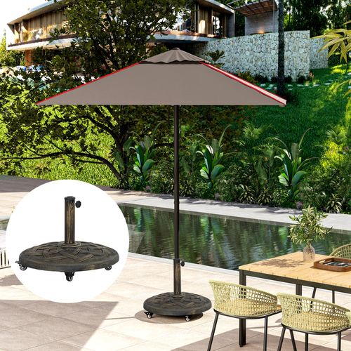 Support Parasol Rond En Béton Avec Roulettes, Pour Ø34/38/48 Mm, Balcon, Bronze