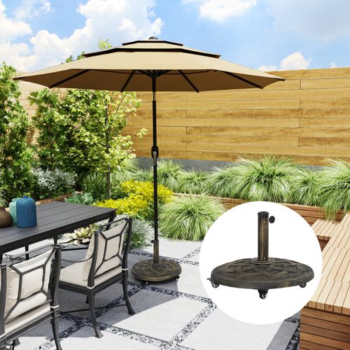 Support Parasol Rond En Béton Avec Roulettes, Pour Ø34/38/48 Mm, Balcon, Bronze