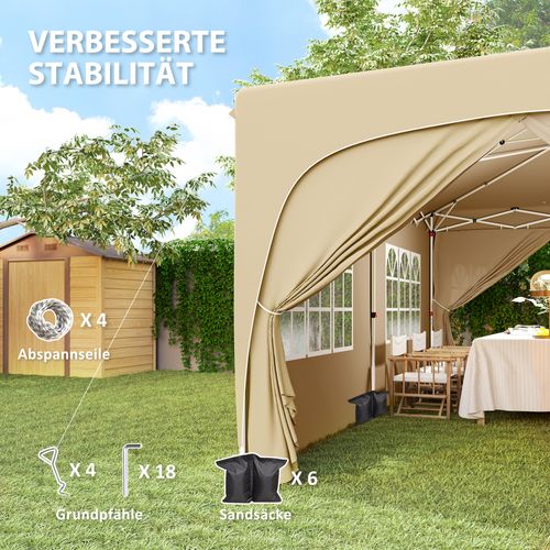 Pavillon 3x6m, Imperméable, Stable, Pop-up Avec 6 Côtés, Pour Camping, ,sable