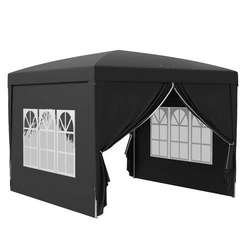 Pavillon 3x3m, Imperméable, Stable, Pop-up Avec 4 Côtés, Pour Jardin, ,noir