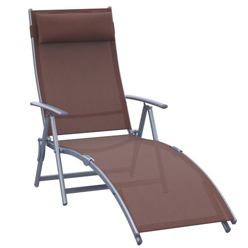 Chaise Longue Pliante En Métal Avec Coussin, Pour Jardin Et Terrasse, Marron