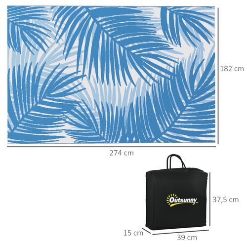 Tapis De Jardin 182x274cm En Plastique, Avec Sac De Transport Pour Camping Et Terrasse, Bleu