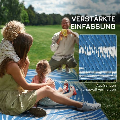 Tapis De Jardin 182x274cm En Plastique, Avec Sac De Transport Pour Camping Et Terrasse, Bleu