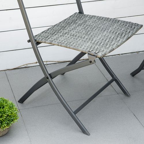 Ensemble De Bistro 2 Personnes En Polyrotin, Meubles De Jardin Pour Balcon Et Terrasse, Gris