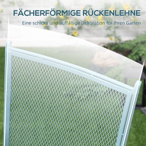 Ensemble De Bistro Pour 2 Personnes En Métal Pliable, Idéal Pour Terrasse Et Balcon, Bleu