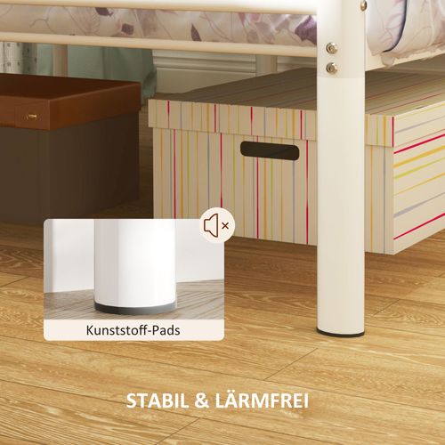 Lit Simple En Acier 200 X 90 Cm Hauteur 88 Cm Pour Chambre D'amis, Blanc