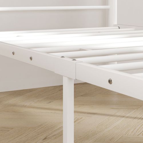 Lit Simple En Acier 200 X 90 Cm Hauteur 88 Cm Pour Chambre D'amis, Blanc