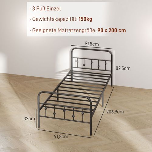 Cadre De Lit Pliable En Métal, 82,5 Cm De Haut, Pour Chambre Ou Chambre D'ami 200x90 cm