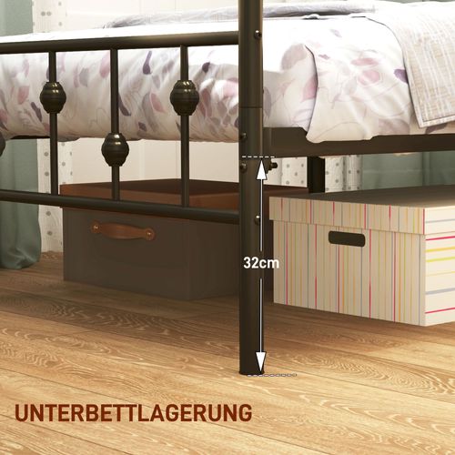 Cadre De Lit Pliable En Métal, 82,5 Cm De Haut, Pour Chambre Ou Chambre D'ami 200x90 cm