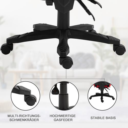 Chaise Gaming En Polyester, Repose-pieds, Ergonomique, Réglable, Noir Et Rouge