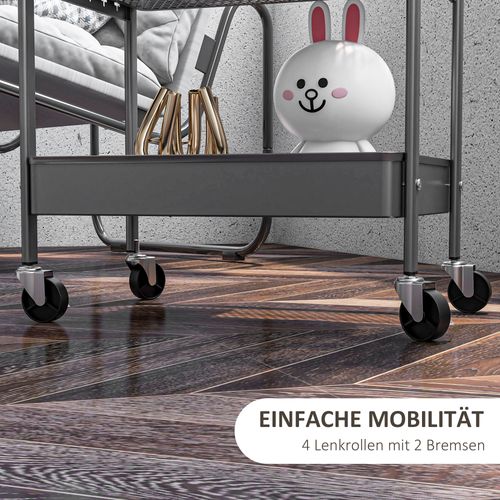 Chariot En Acier à 3 Niveaux Avec Paniers Suspendus, Poignée De Transport, Gris Foncé