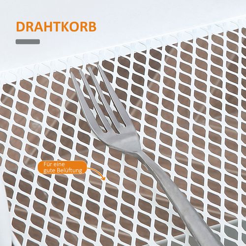 Chariot En Acier à 3 Niveaux Avec Couvercle, Grand Rangement Pour Cuisine, Blanc