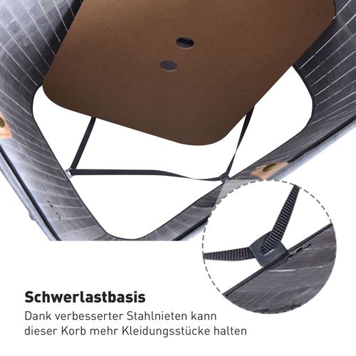 Panier à Linge Pliable 72l En Bambou Avec Couvercle Et Poignées, Gris 40x30x60cm