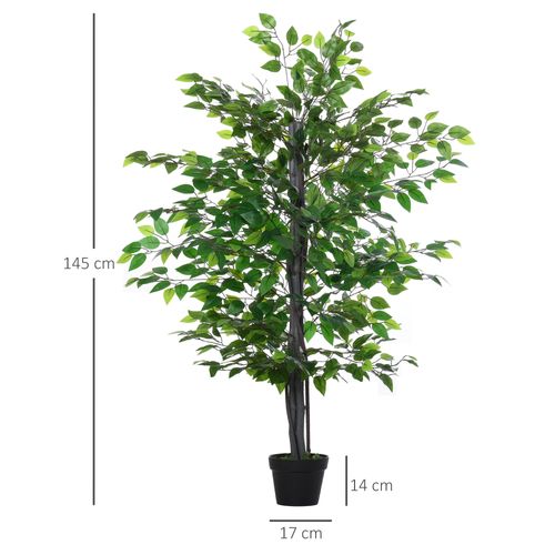 Arbre artificiel Banyan décoratif 145cm avec feuillage réaliste et pot inclus pour intérieur élégant