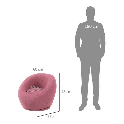 Fauteuil Lounge Pivotant En Peluche, Support Jusqu'à 120 Kg, Idéal Pour Le Salon, Rose